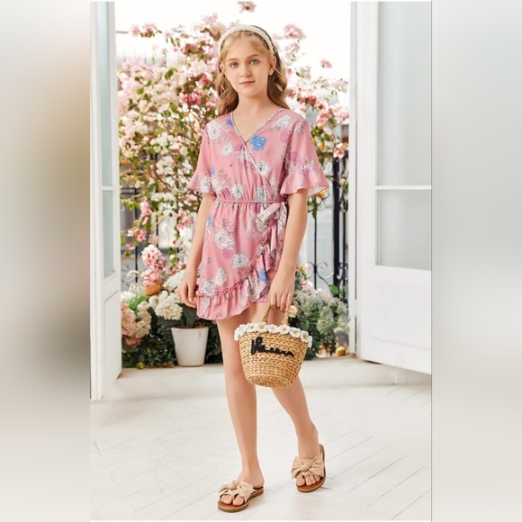 NWOT Teurkia Pink Floral Girls Romper Size Large - Picture 8 of 16